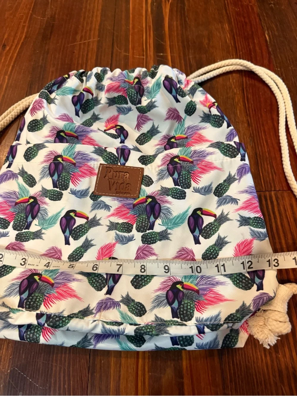 Pura Vida Toucan Print Drawstring Bag